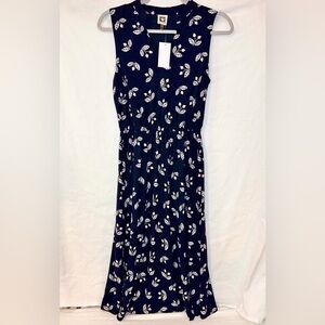 Anne Klein Black Sleeveless Midi Dress Size 2 Pink Cherries Summer Classic